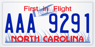 NC license plate AAA9291