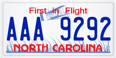 NC license plate AAA9292