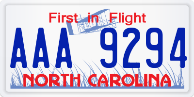 NC license plate AAA9294