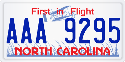 NC license plate AAA9295