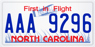 NC license plate AAA9296