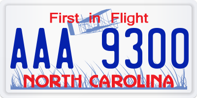 NC license plate AAA9300