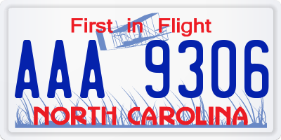 NC license plate AAA9306