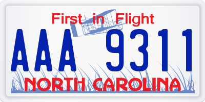 NC license plate AAA9311