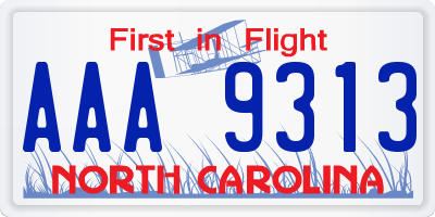 NC license plate AAA9313