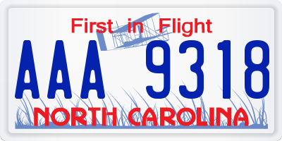 NC license plate AAA9318