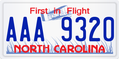 NC license plate AAA9320