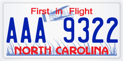 NC license plate AAA9322