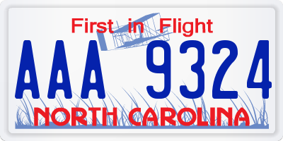 NC license plate AAA9324