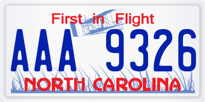 NC license plate AAA9326