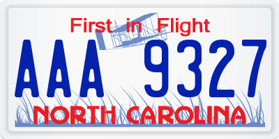 NC license plate AAA9327