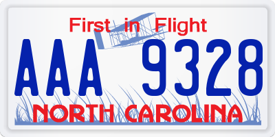 NC license plate AAA9328