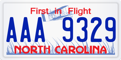 NC license plate AAA9329