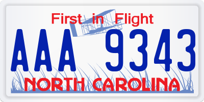 NC license plate AAA9343