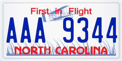 NC license plate AAA9344