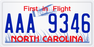 NC license plate AAA9346