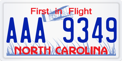 NC license plate AAA9349