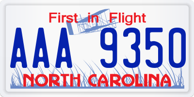 NC license plate AAA9350