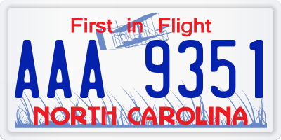 NC license plate AAA9351