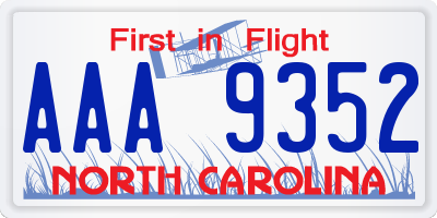 NC license plate AAA9352