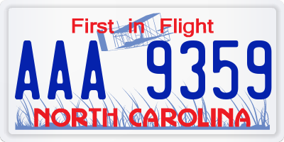 NC license plate AAA9359