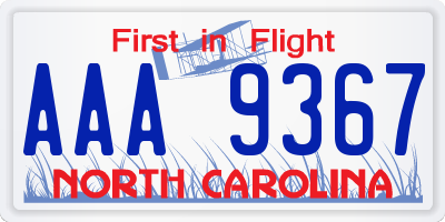 NC license plate AAA9367