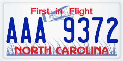 NC license plate AAA9372