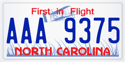 NC license plate AAA9375