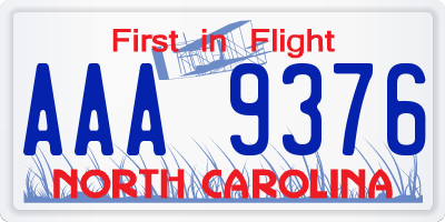 NC license plate AAA9376