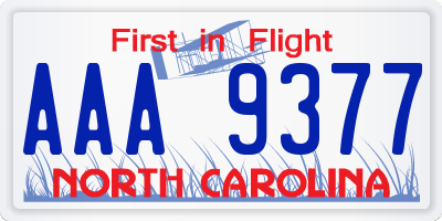 NC license plate AAA9377