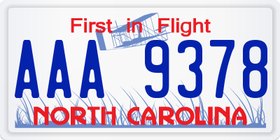 NC license plate AAA9378