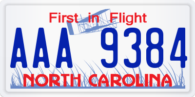 NC license plate AAA9384