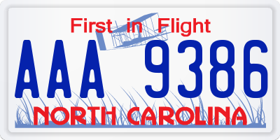 NC license plate AAA9386