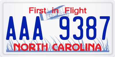 NC license plate AAA9387