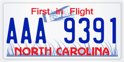 NC license plate AAA9391