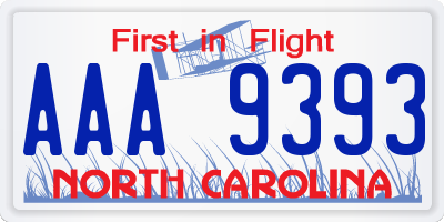 NC license plate AAA9393