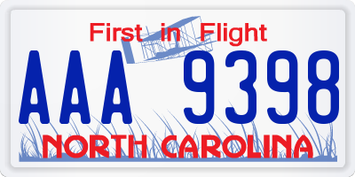 NC license plate AAA9398