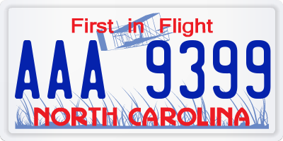 NC license plate AAA9399