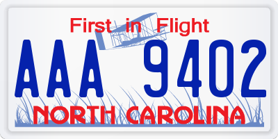 NC license plate AAA9402