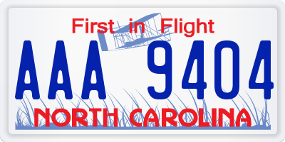 NC license plate AAA9404