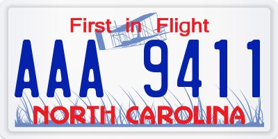 NC license plate AAA9411