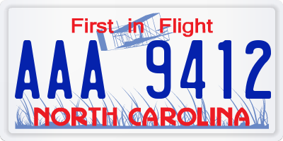 NC license plate AAA9412