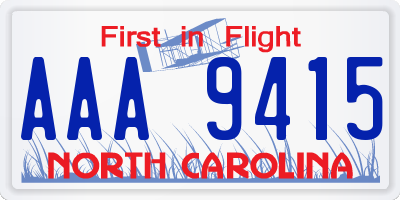 NC license plate AAA9415