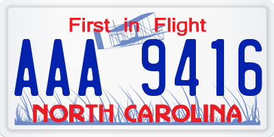 NC license plate AAA9416