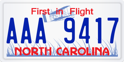 NC license plate AAA9417