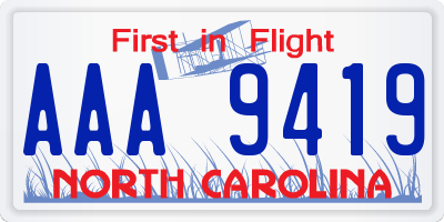 NC license plate AAA9419