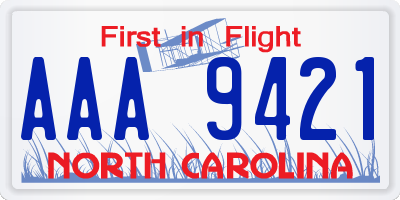 NC license plate AAA9421