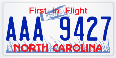 NC license plate AAA9427