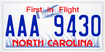 NC license plate AAA9430