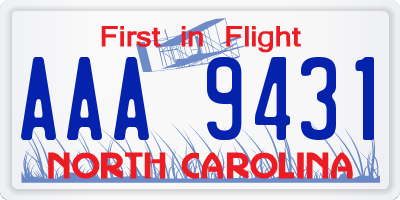 NC license plate AAA9431